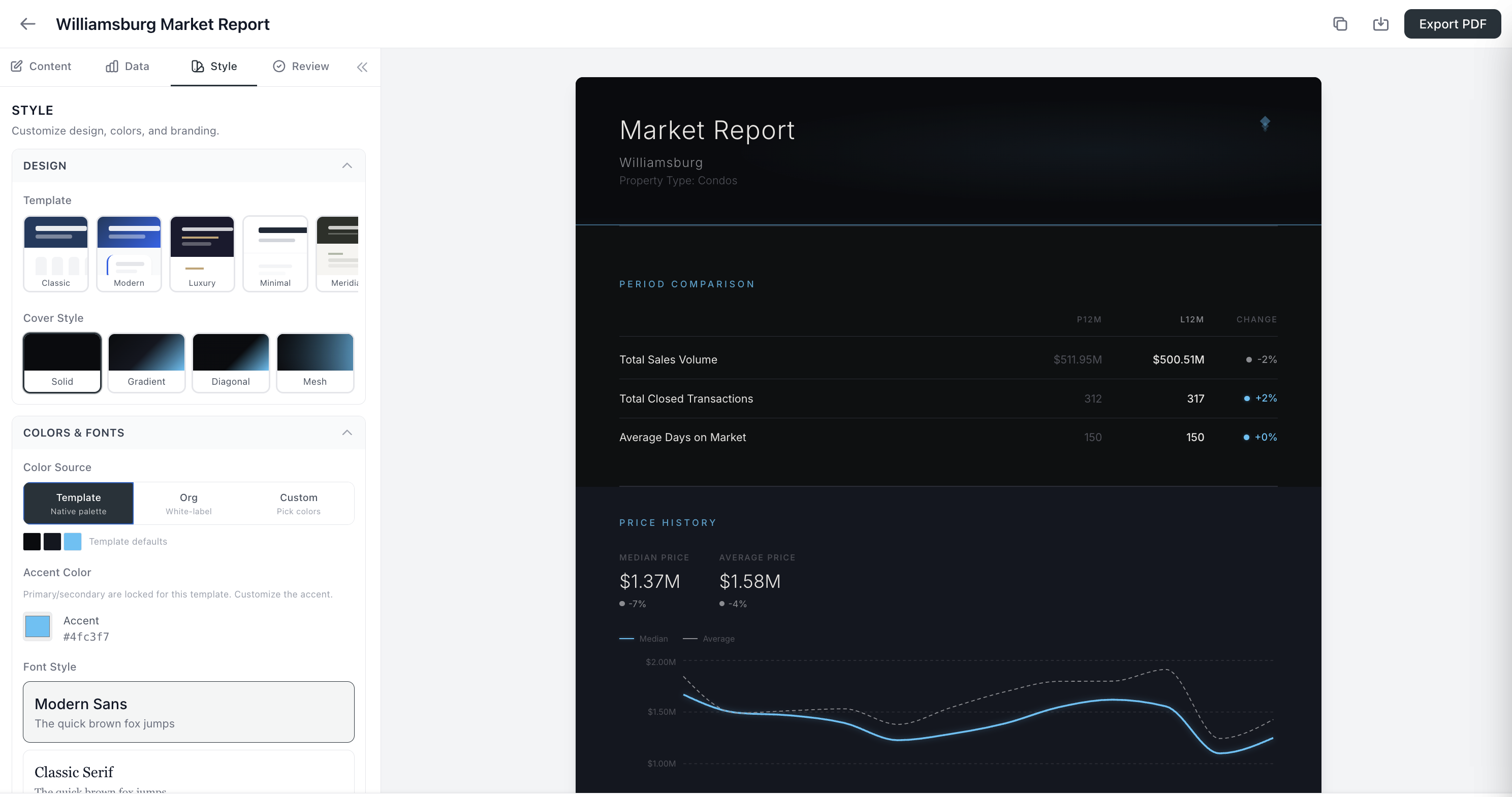 CMA report builder with comparable sales map and adjustments grid
