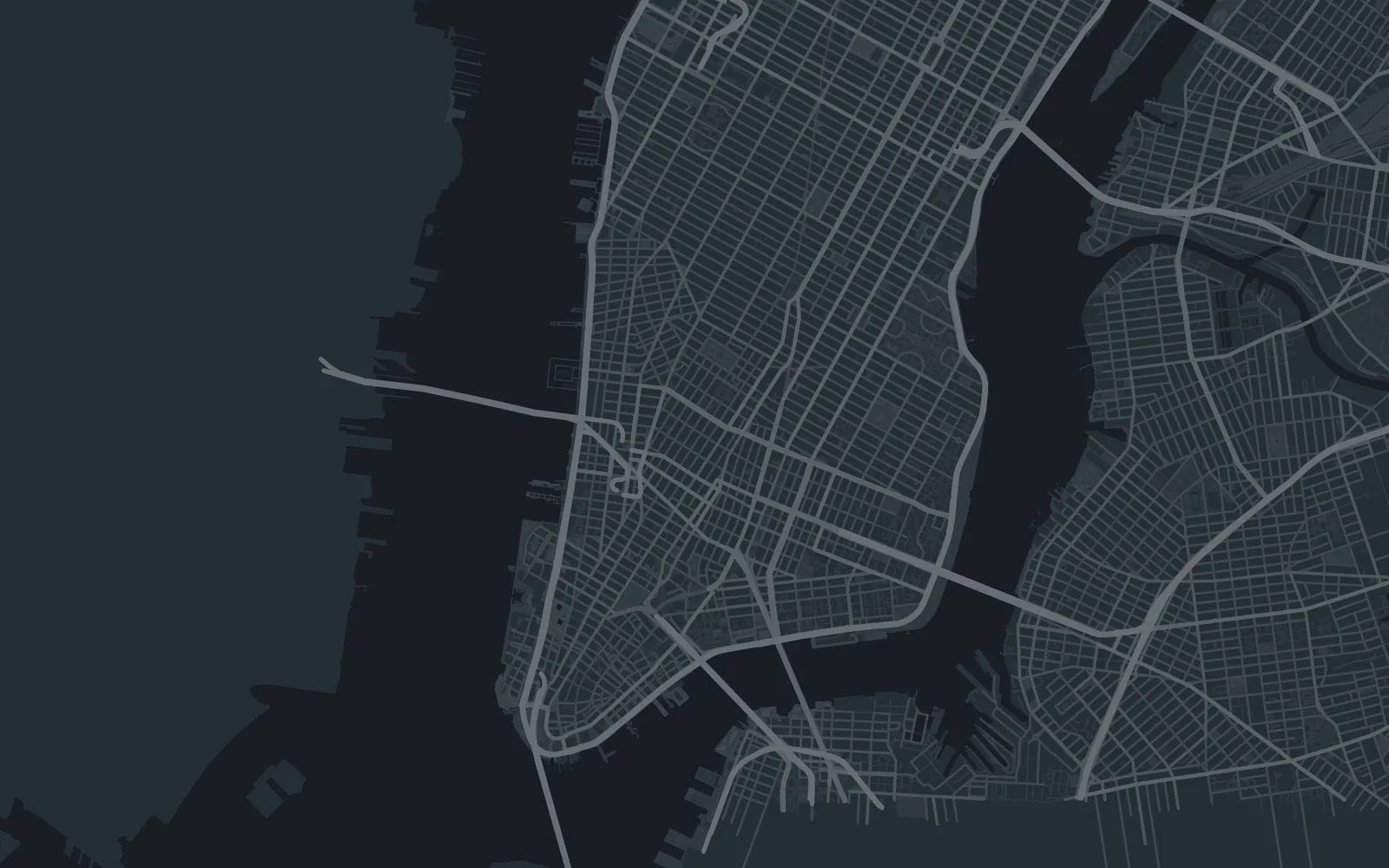 Map of Lower and Midtown Manhattan rendered from public records data